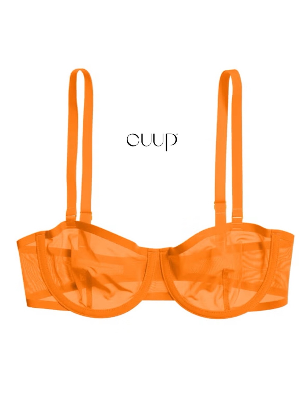 CUUP THE BALCONETTE MESH Bra 32A Glow Orange Unlined Sheer Minimalist NEW NWOT